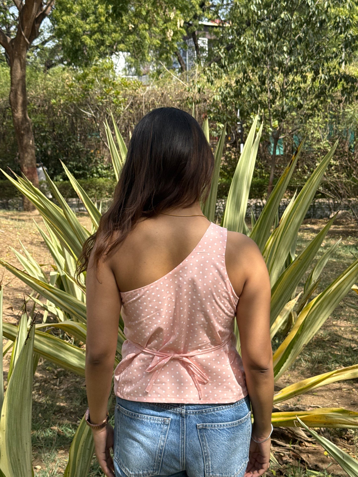 POPPY- Polka Dot One-Shoulder Top