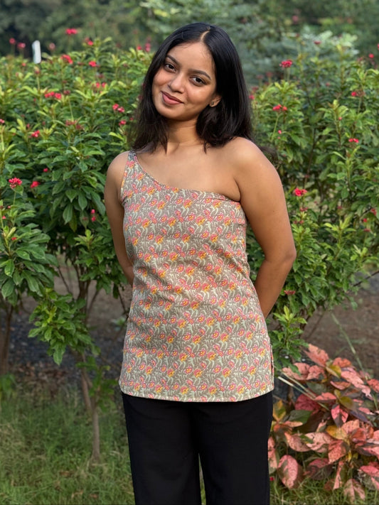IRA 2.0 One-Shoulder Top – Multicolor Floral Print